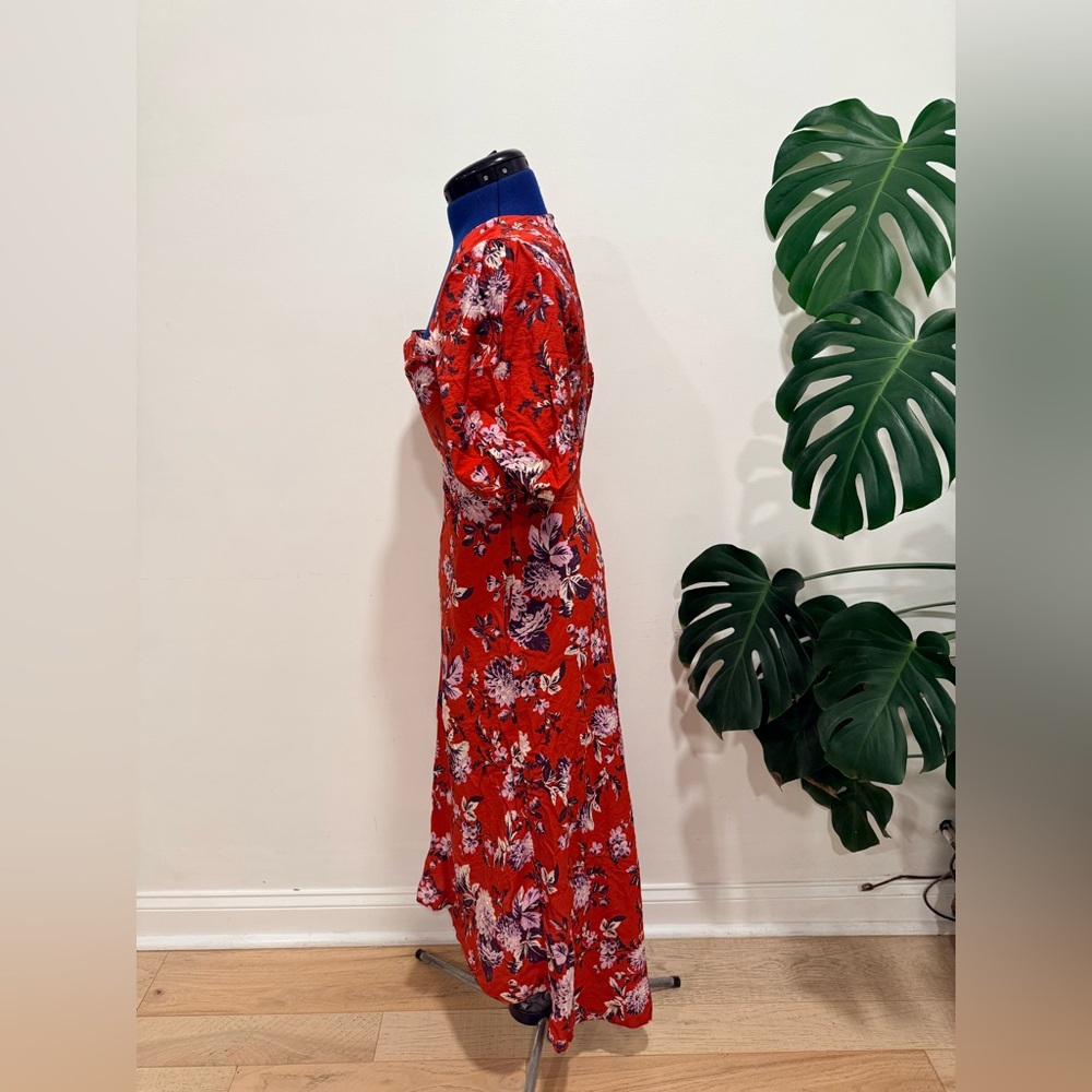 Anthropologie Red Floral Long Sleeve Dress - Picture 3 of 3